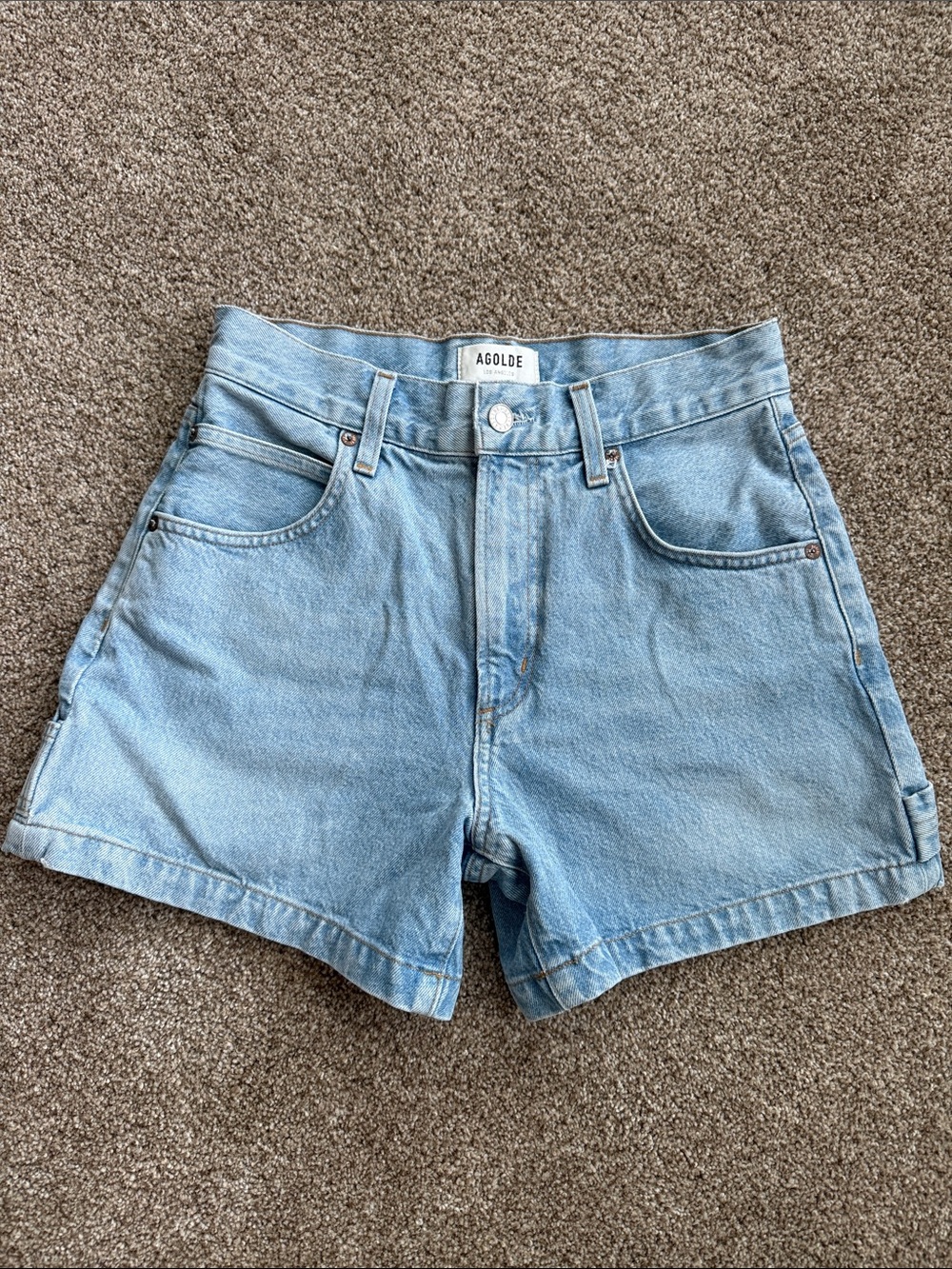 Agolde Madga Light Wash Denim Shorts